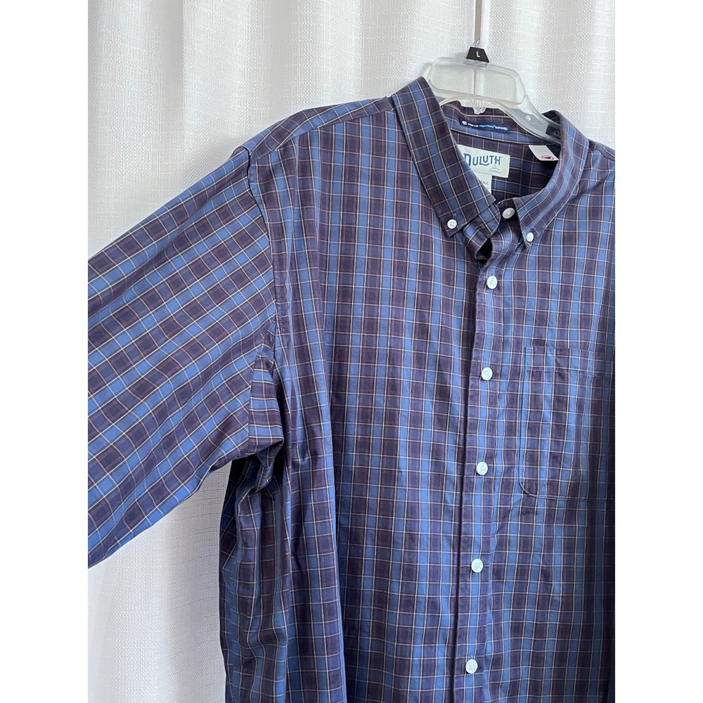Duluth Trading Co Mens 2XL Tall Plaid Relaxed Fit Long Sleeve Button Up Shirt - Picture 3 of 9
